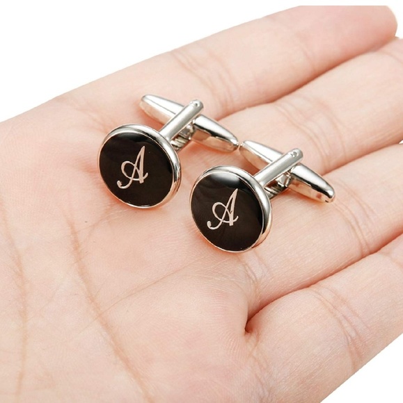 Mens Alphabet Letter A Initial Cuff Links Silver - Picture 4 of 4